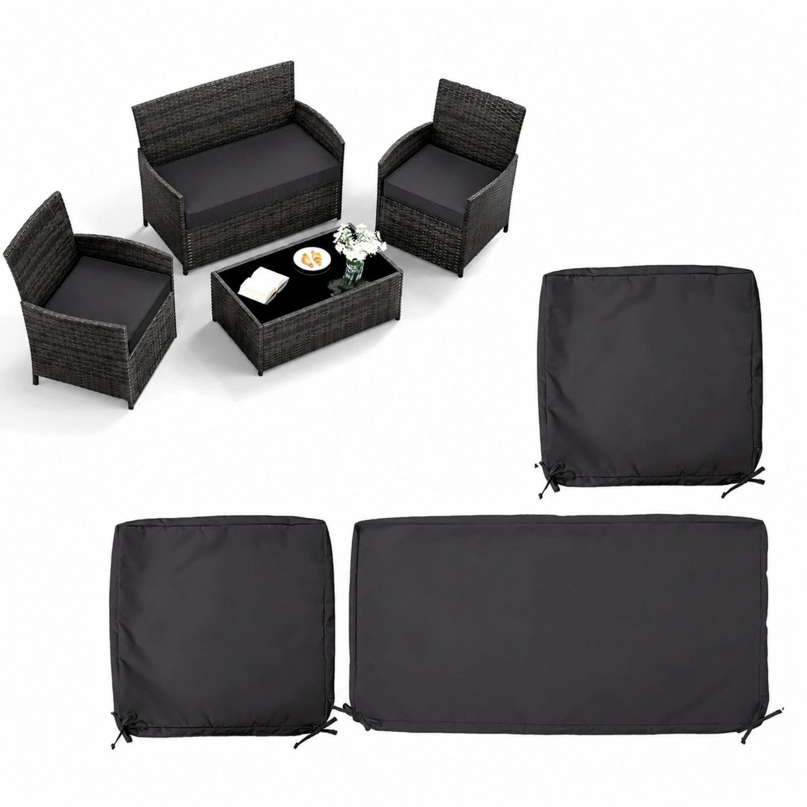 3PCS Outdoor Seat Replacement Cushion Covers