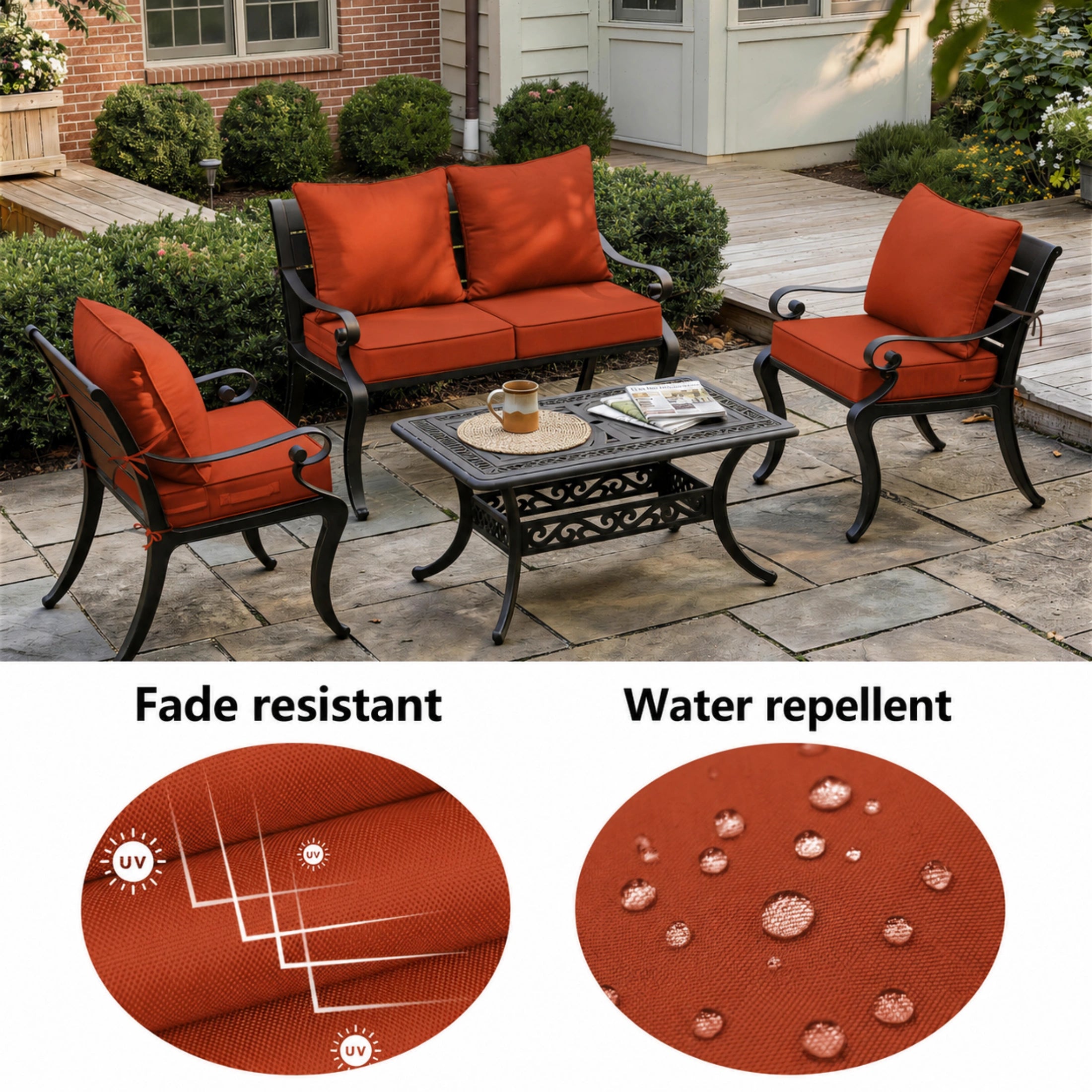 2 Pack Patio Cushion & Pillow Cover Set