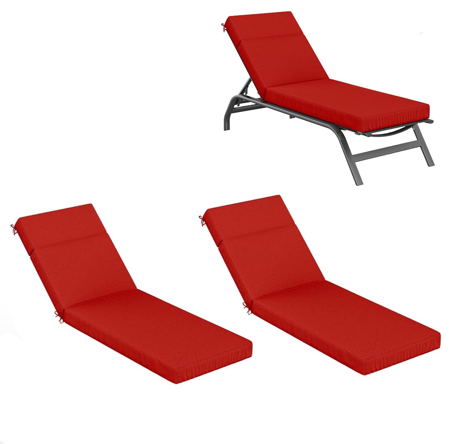 2 Pack Outdoor Chaise Lounge Cushions