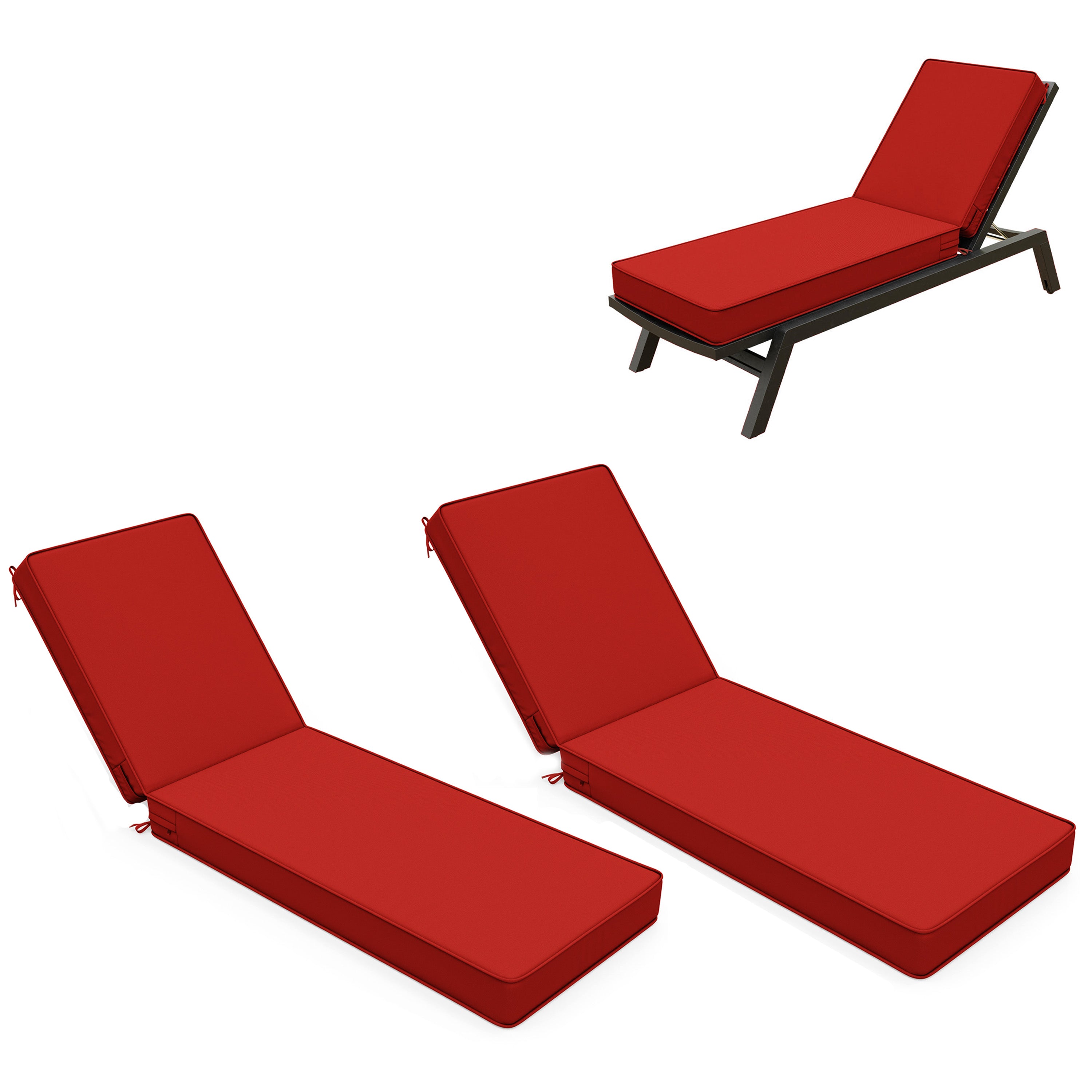 2 Pack Outdoor Chaise Lounge Cushions