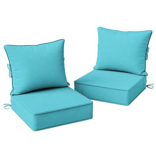 2 Pack Outdoor Deep Seat Cushion Pillow Set