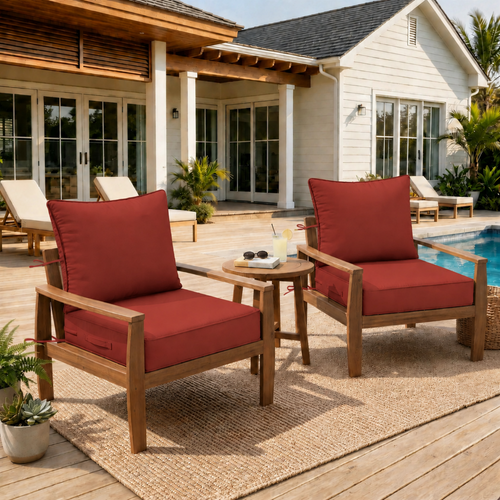 2 Pack Outdoor Deep Seat Cushion Pillow Set terra red