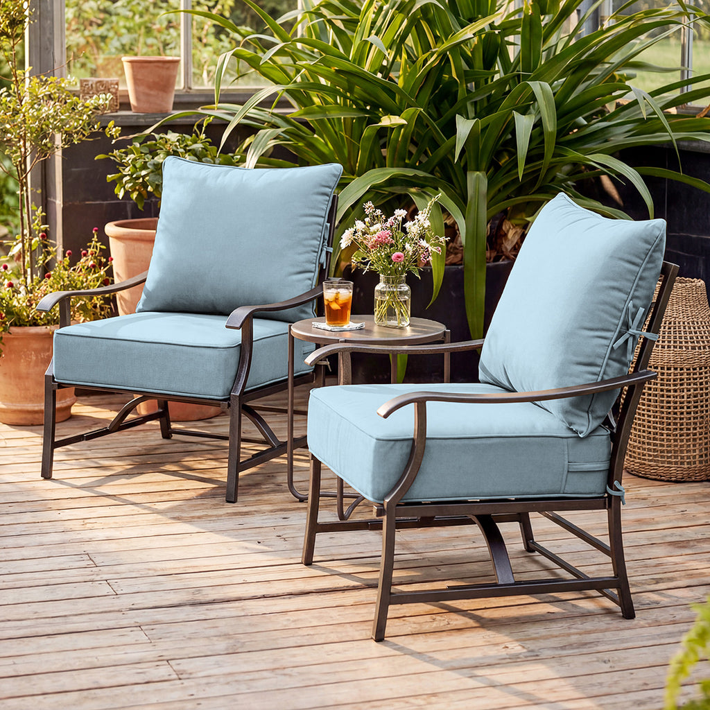 WNP cushion 2 Pack Outdoor Deep Seat Cushion Pillow Set Sky Blue