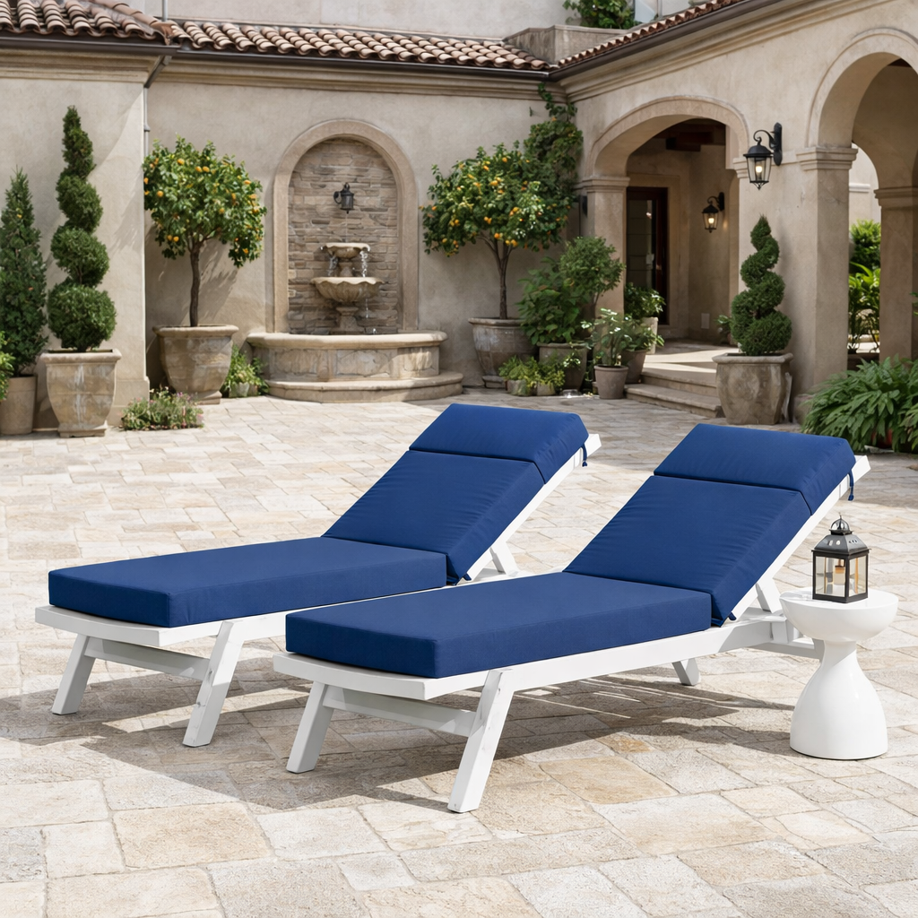 2 Pack Outdoor Chaise Lounge Cushions Blue