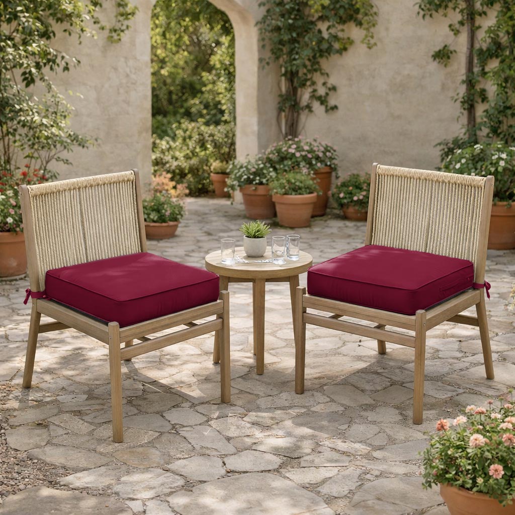 2 Pack Outdoor Seat Cushions Burgundy