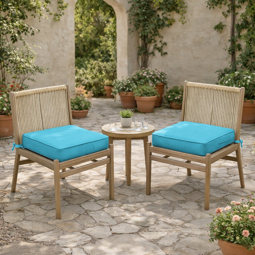 2 Pack Outdoor Seat Cushions Aqua Blue