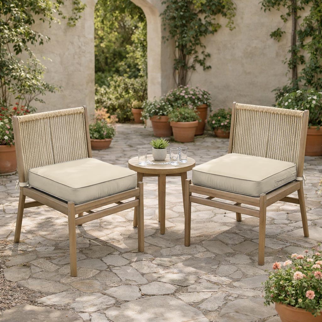 2 Pack Outdoor Seat Cushions Cream