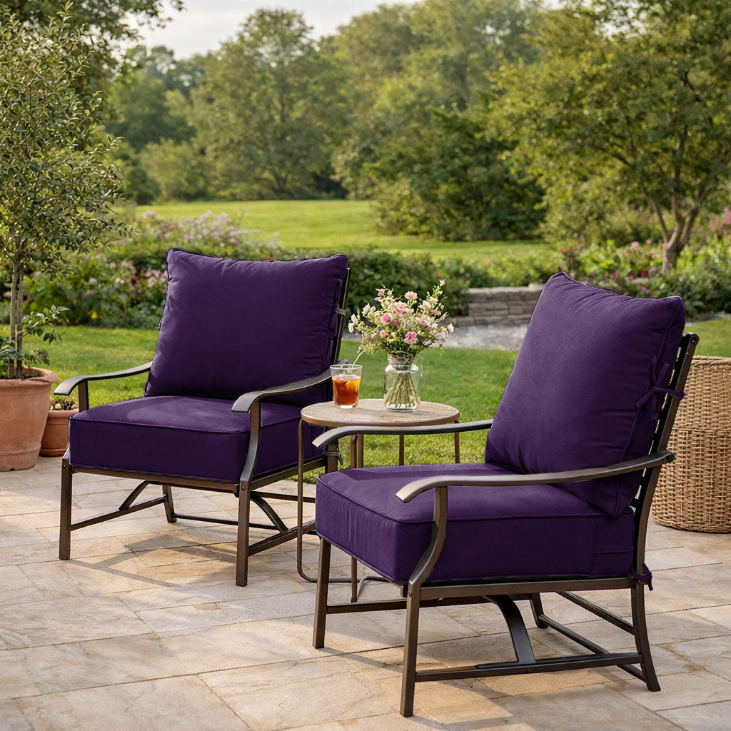 2 Pack Outdoor Deep Seat Cushion Pillow Set Purple