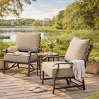 2 Pack Outdoor Deep Seat Cushion Pillow Set Sand