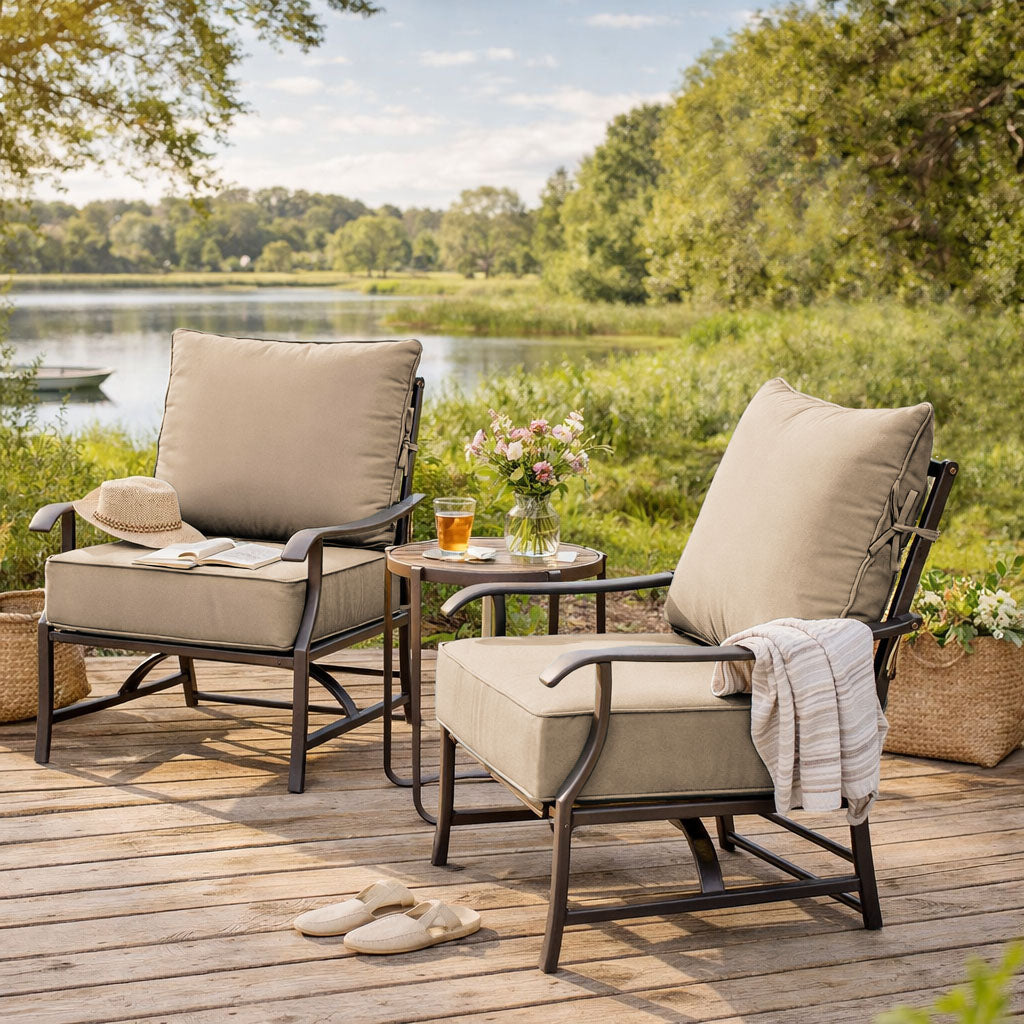 2 Pack Outdoor Deep Seat Cushion Pillow Set Sand