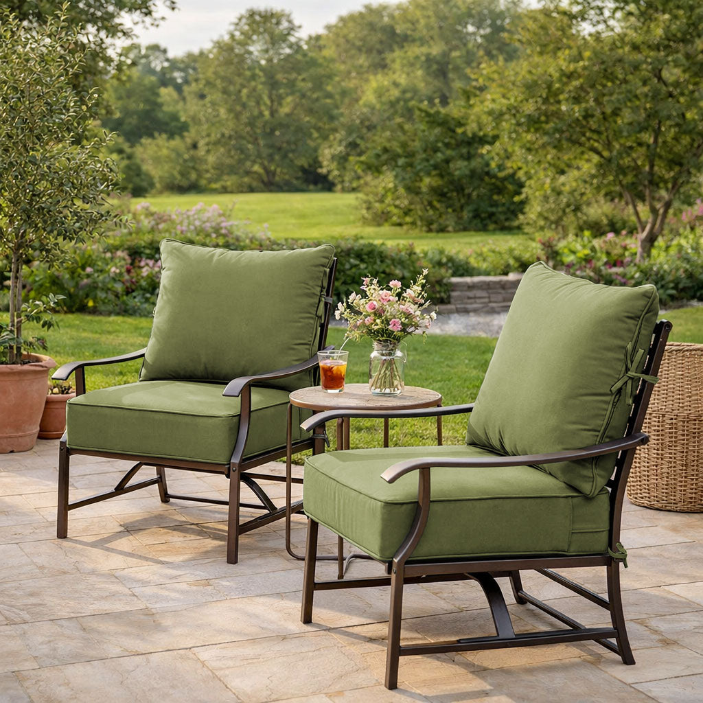 2 Pack Outdoor Deep Seat Cushion Pillow Set Light Green