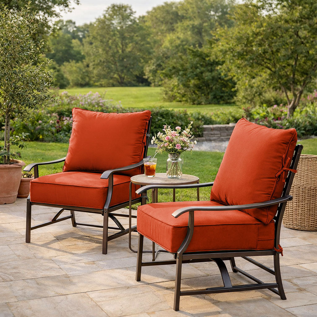 2 Pack Outdoor Deep Seat Cushion Pillow Set Orange Red