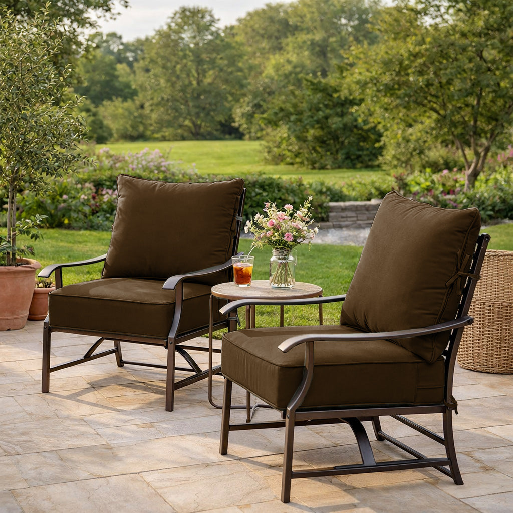 2 Pack Outdoor Deep Seat Cushion Pillow Set Brown