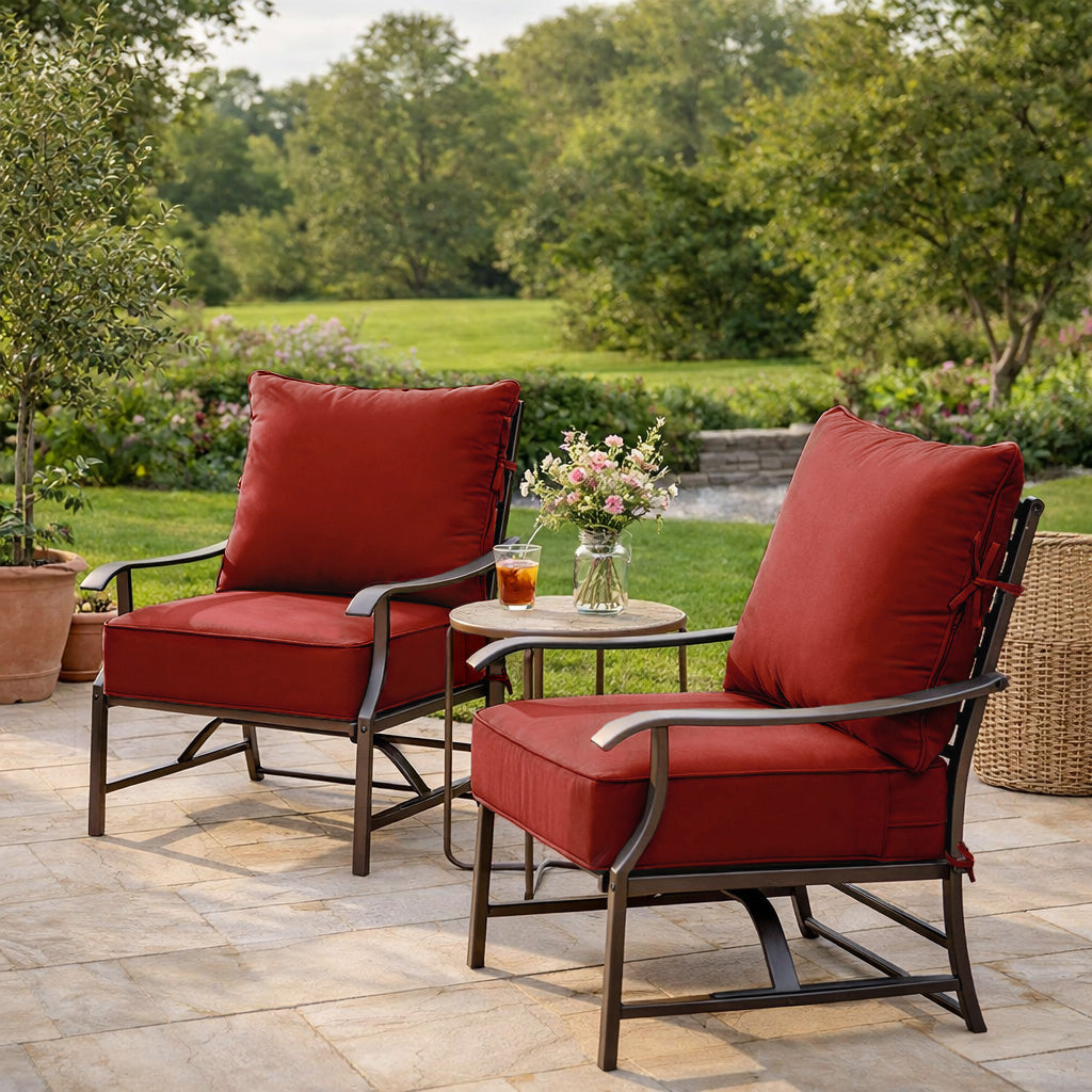 2 Pack Outdoor Deep Seat Cushion Pillow Set Terra Red