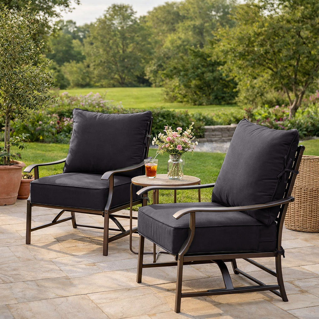 2 Pack Outdoor Deep Seat Cushion Pillow Set Charcoal