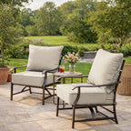 2 Pack Outdoor Deep Seat Cushion Pillow Set Cream