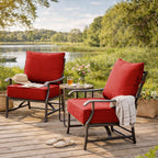2 Pack Outdoor Deep Seat Cushion Pillow Set Red