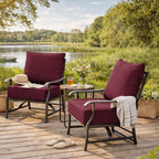 2 Pack Outdoor Deep Seat Cushion Pillow Set Burgundy