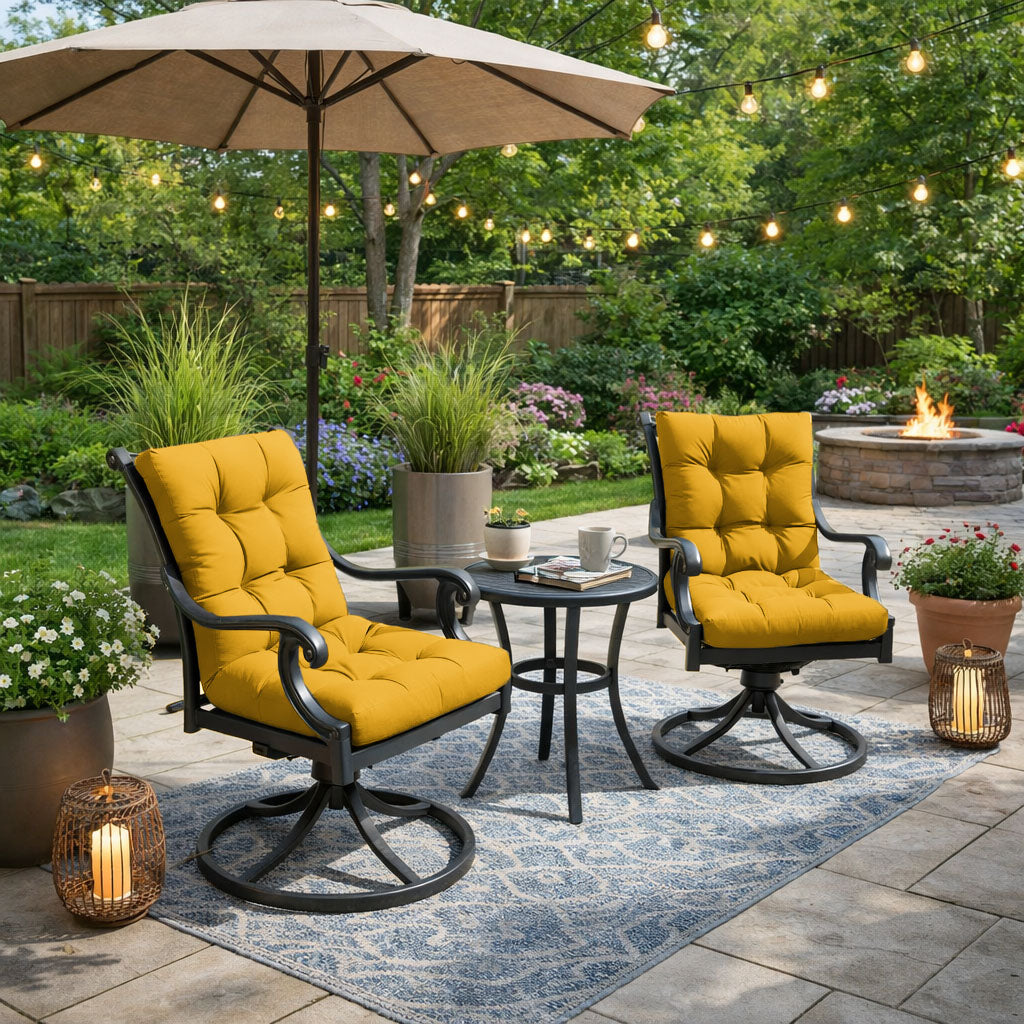 2 Pack Patio High Back Replacement Cushions Yellow 42 x 21 x 5 inch