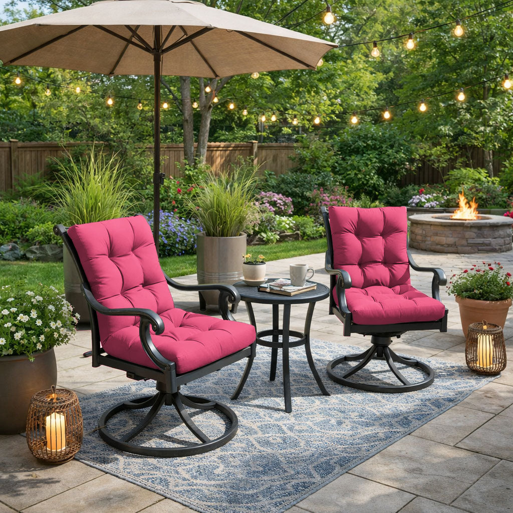 2 Pack Patio High Back Replacement Cushions Pink 42 x 21 x 5 inch