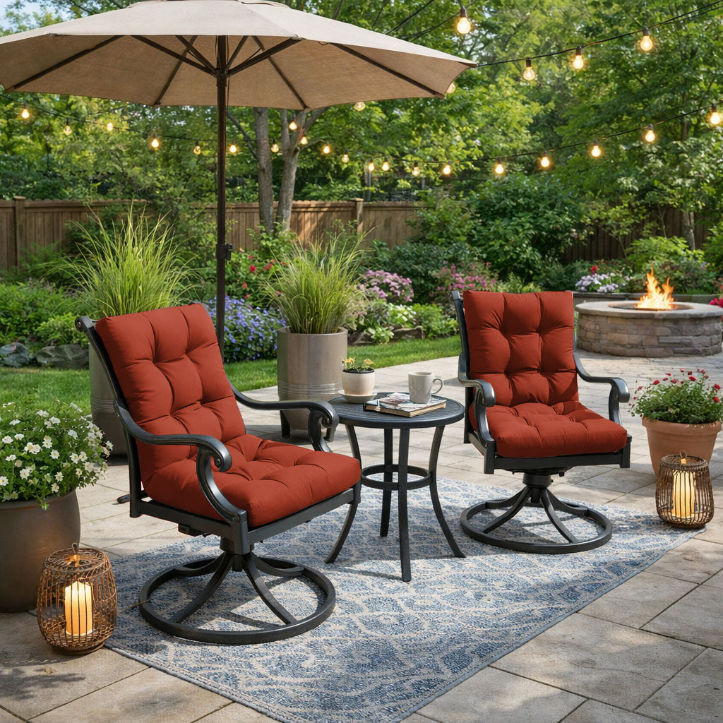 2 Pack Patio High Back Replacement Cushions Terra Red 42 x 21 x 5 inch