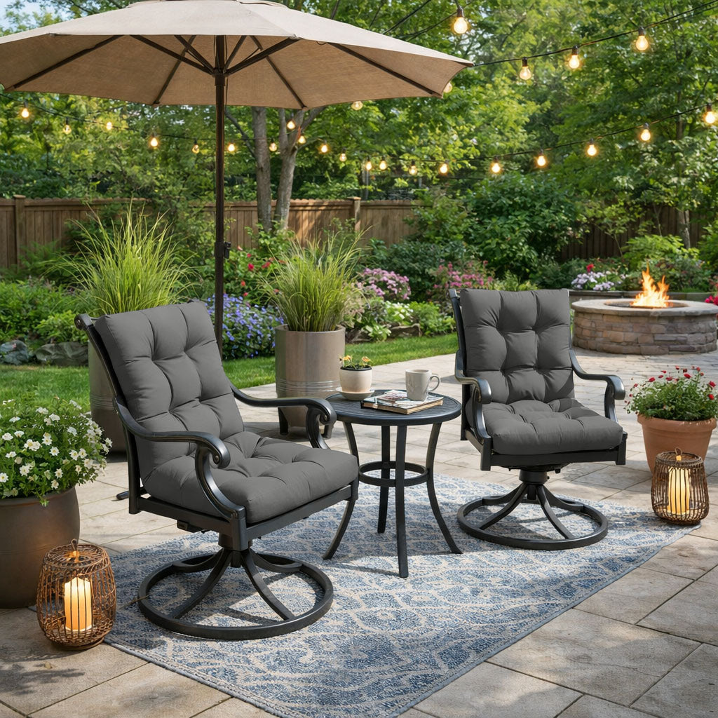 2 Pack Patio High Back Replacement Cushions Light Gray 42 x 21 x 5 inch