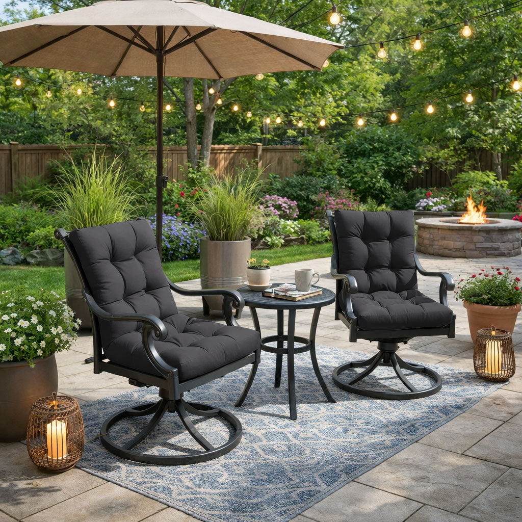 2 Pack Patio High Back Replacement Cushions Charcoal 42 x 21 x 5 inch