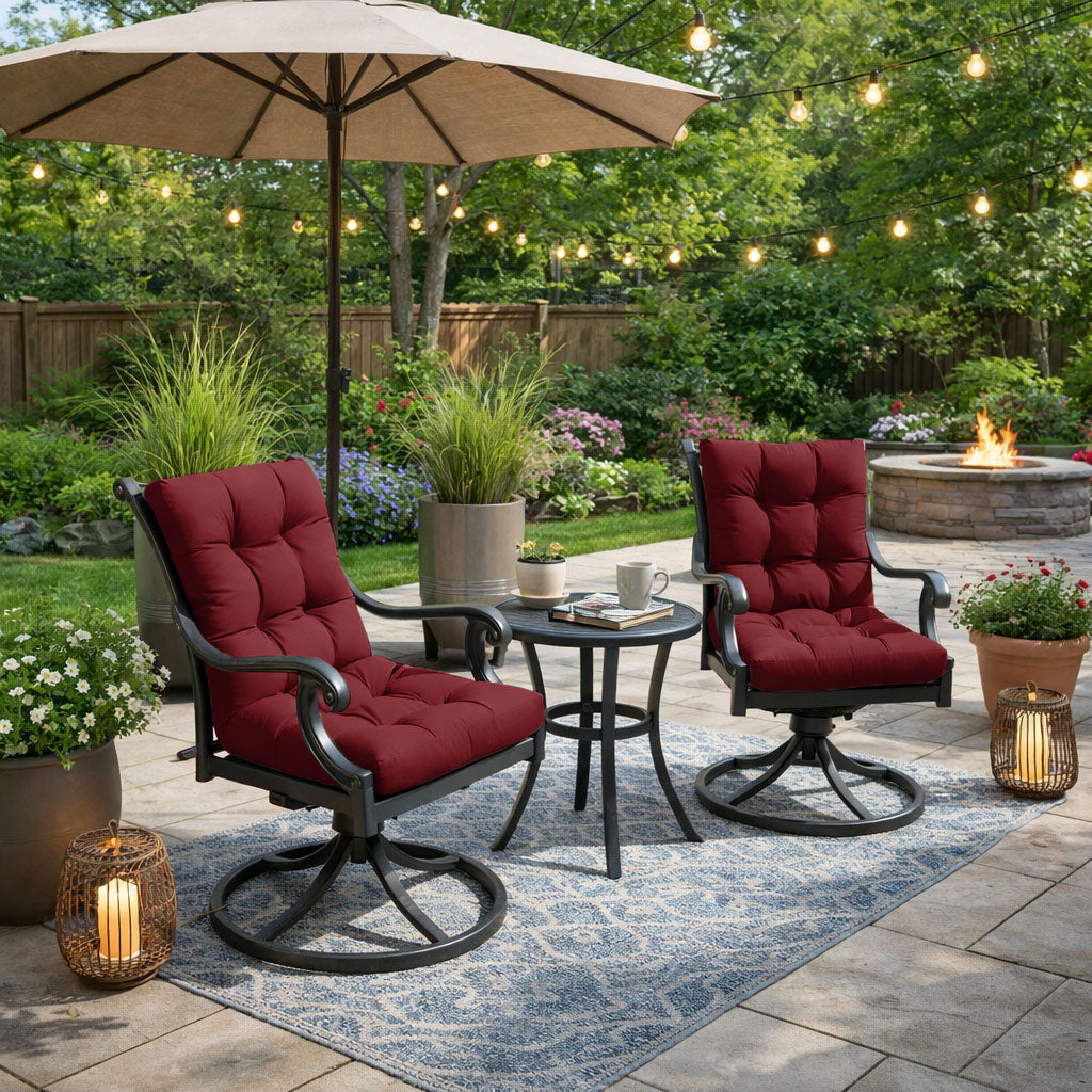 2 Pack Patio High Back Replacement Cushions Burgundy 42 x 21 x 5 inch