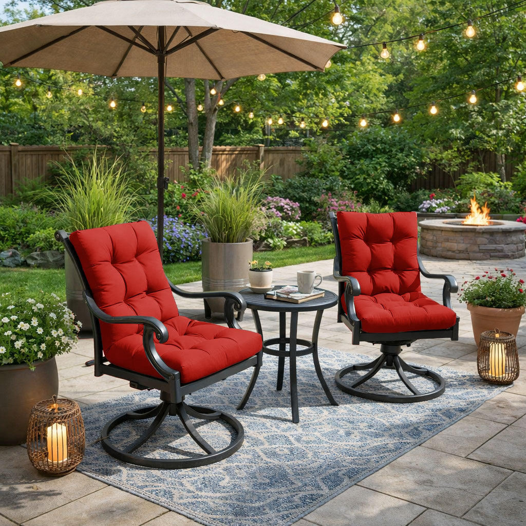 2 Pack Patio High Back Replacement Cushions Red 42 x 21 x 5 inch