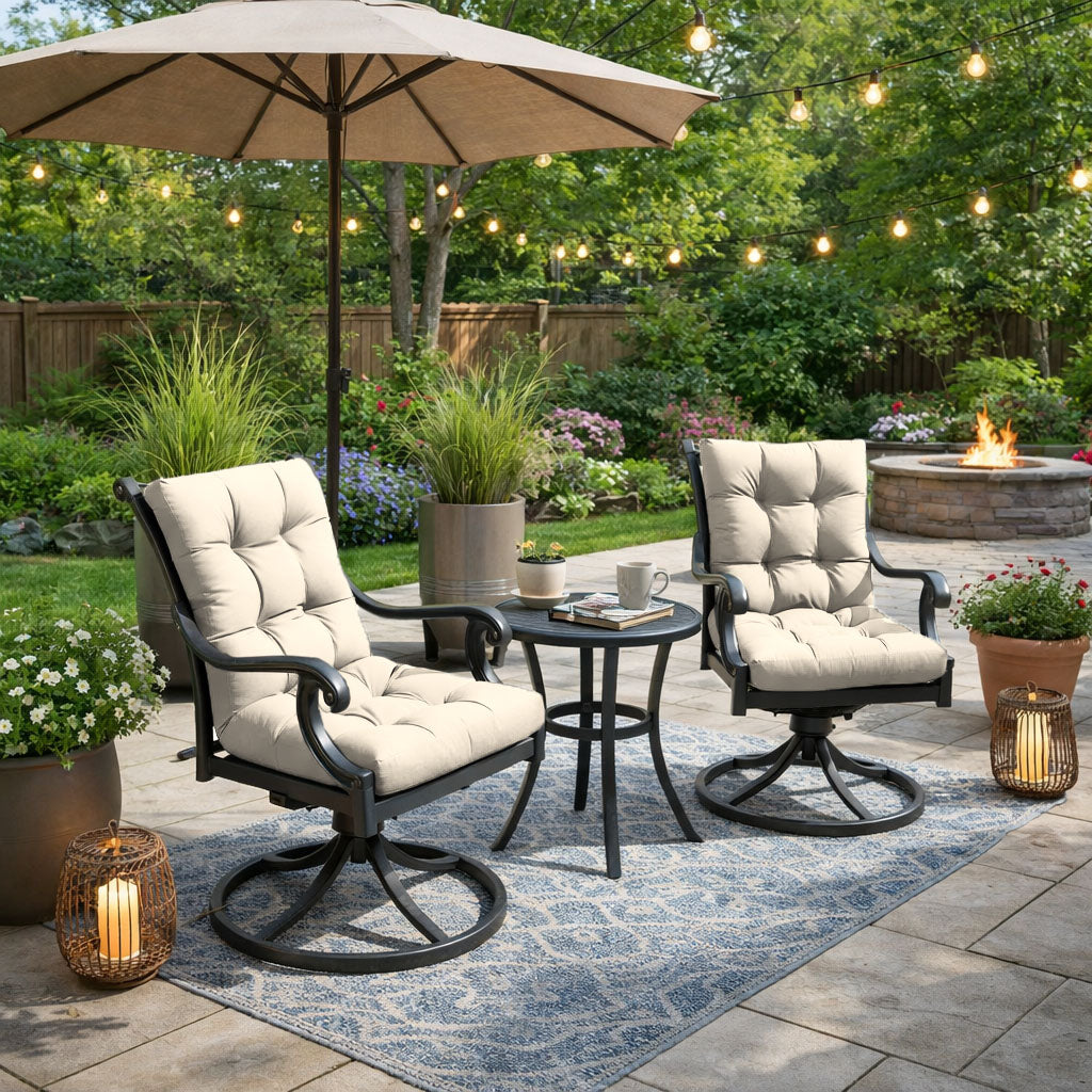 2 Pack Patio High Back Replacement Cushions Cream 42 x 21 x 5 inch