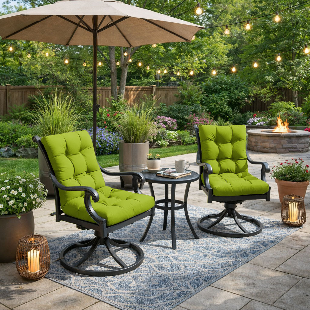 2 Pack Patio High Back Replacement Cushions Grass Green 42 x 21 x 5 inch