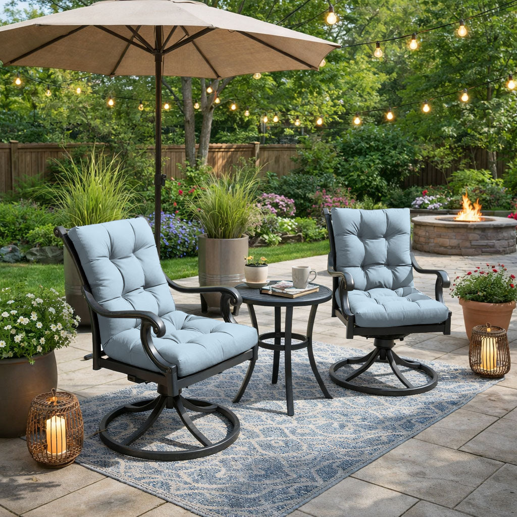 2 Pack Patio High Back Replacement Cushions Sky Blue 42 x 21 x 5 inch