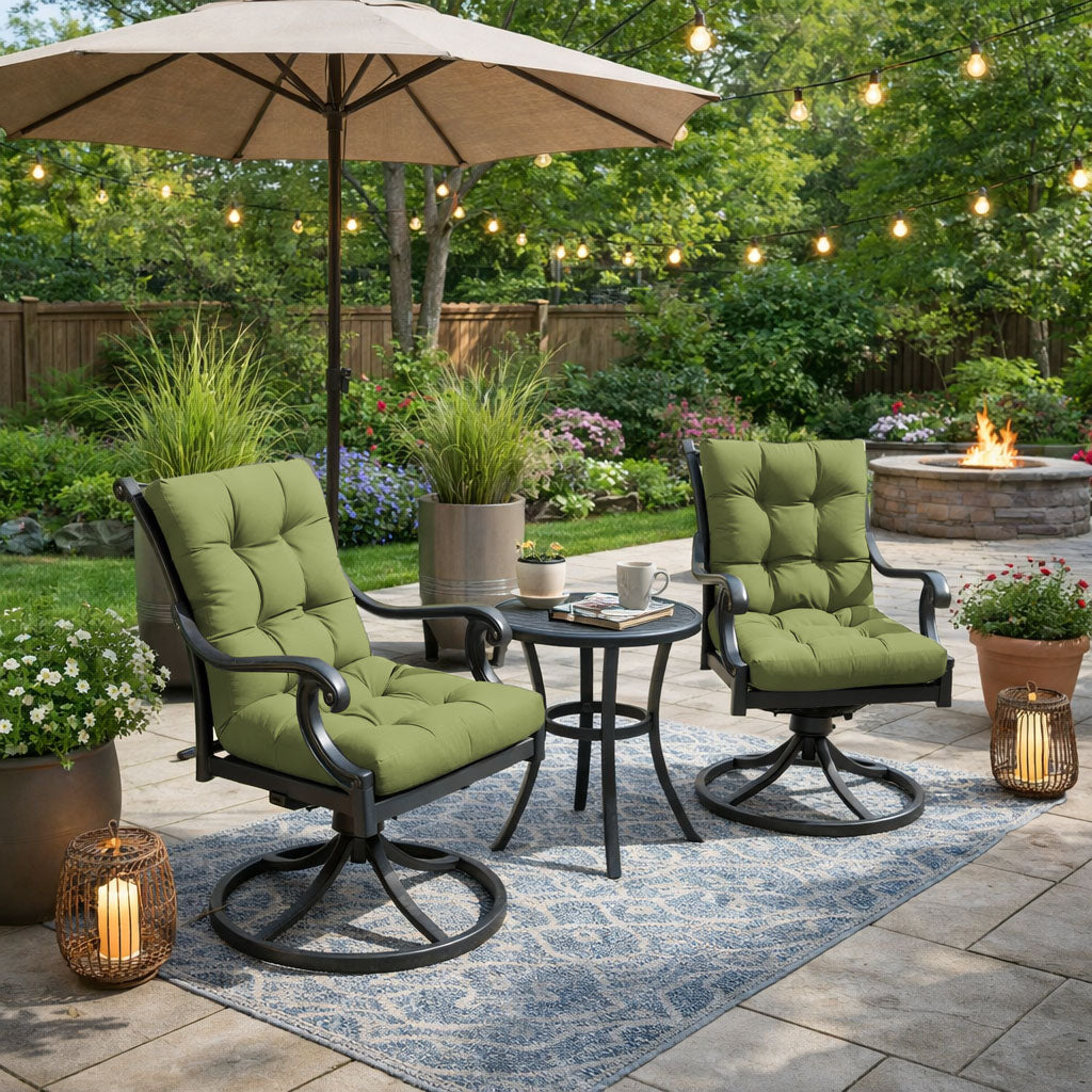 2 Pack Patio High Back Replacement Cushions Light Green 42 x 21 x 5 inch