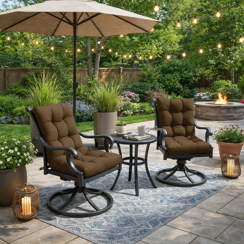 2 Pack Patio High Back Replacement Cushions Brown 42 x 21 x 5 inch