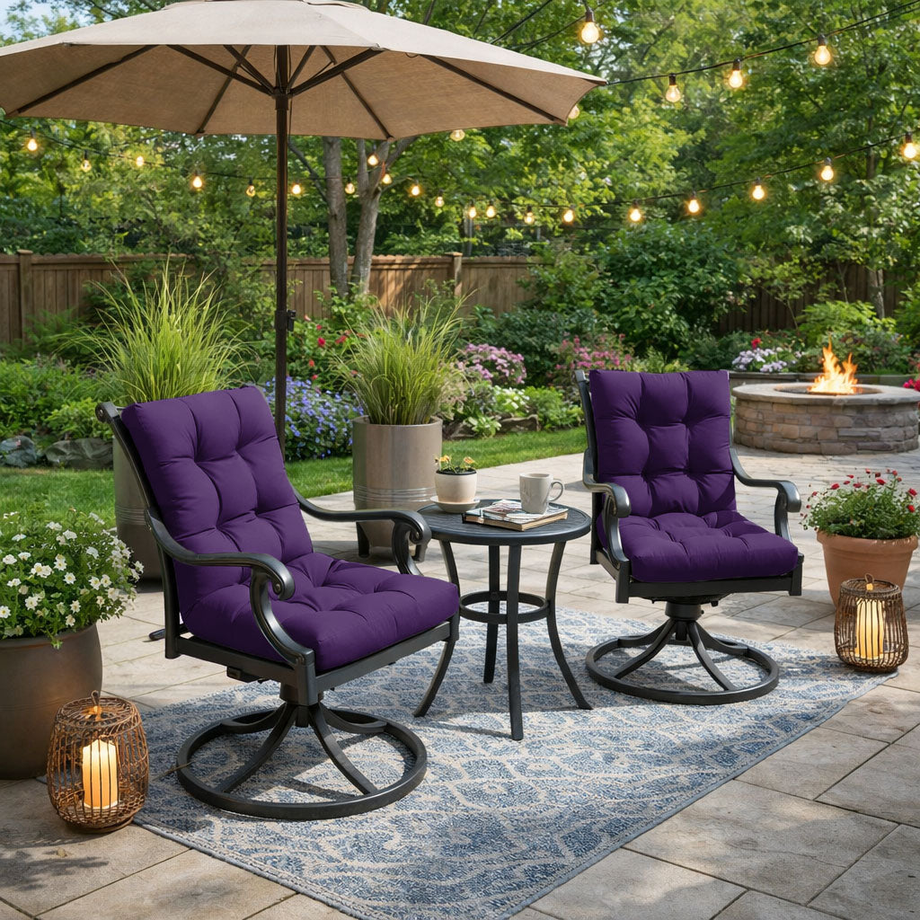 2 Pack Patio High Back Replacement Cushions Purple 42 x 21 x 5 inch