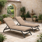 2 Pack Outdoor Chaise Lounge Cushions Sand