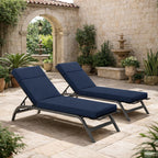 2 Pack Outdoor Chaise Lounge Cushions Navy