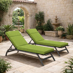 2 Pack Outdoor Chaise Lounge Cushions Grass Green