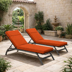 2 Pack Outdoor Chaise Lounge Cushions Orange Red