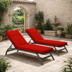 2 Pack Outdoor Chaise Lounge Cushions Red