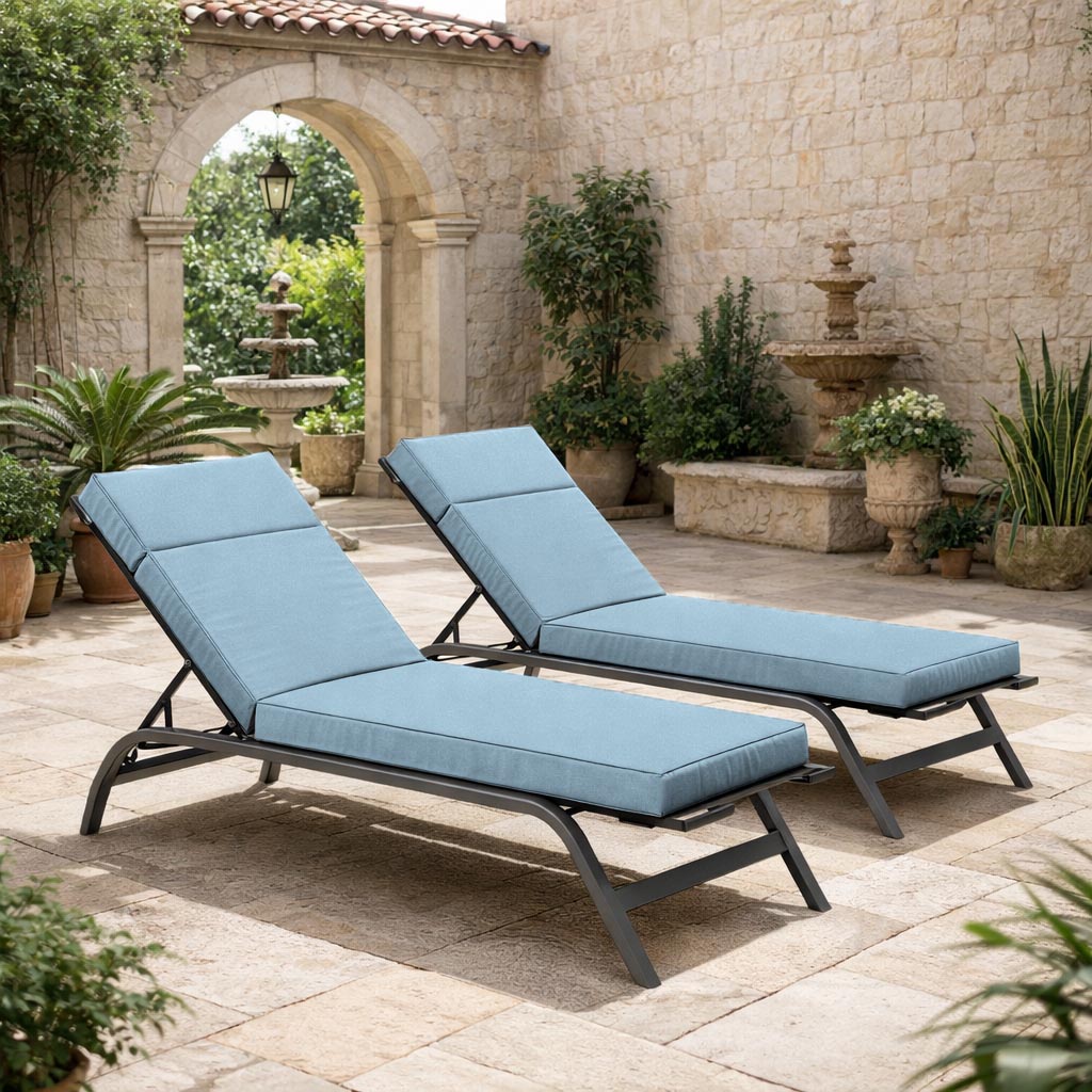 2 Pack Outdoor Chaise Lounge Cushions Sky Blue