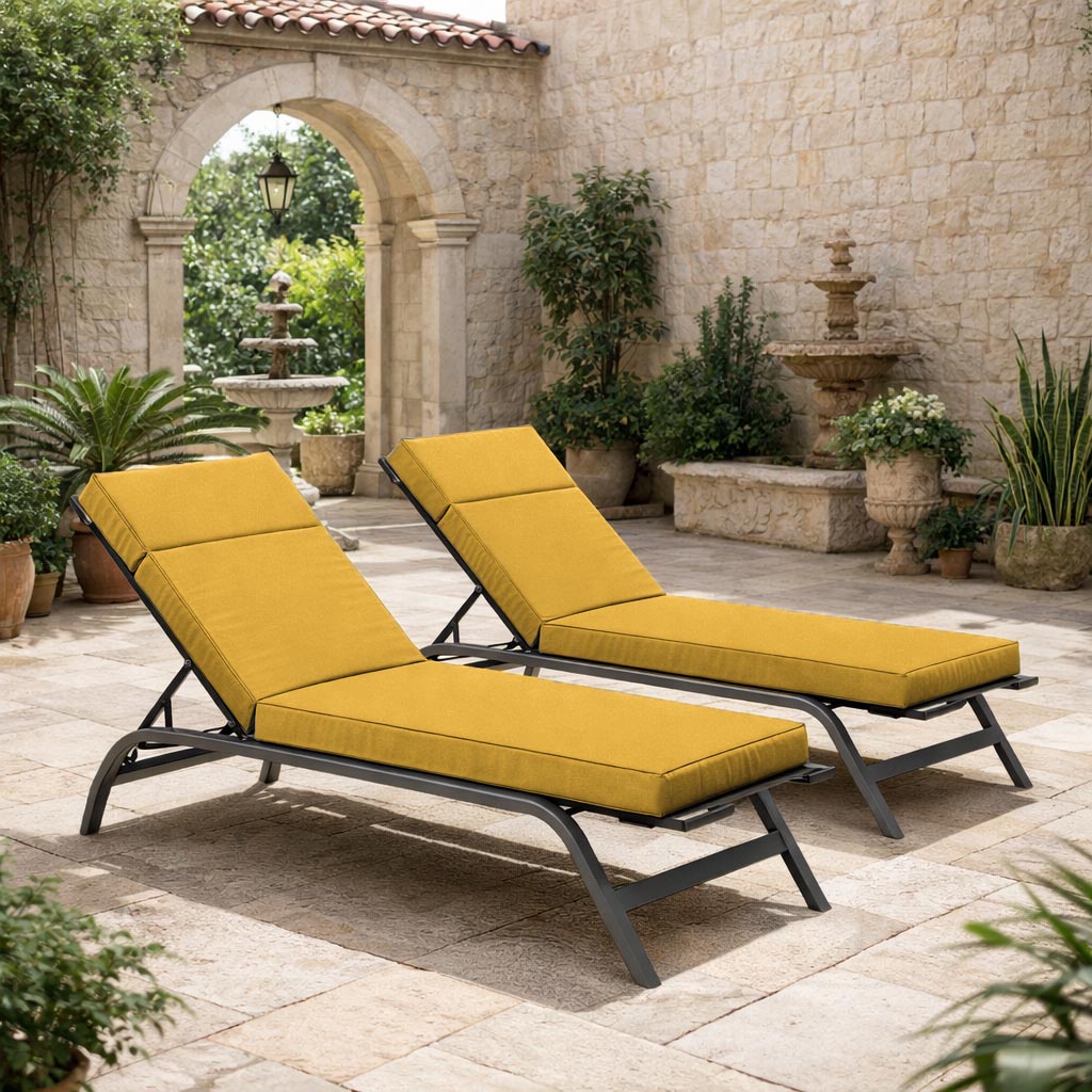 2 Pack Outdoor Chaise Lounge Cushions Yellow