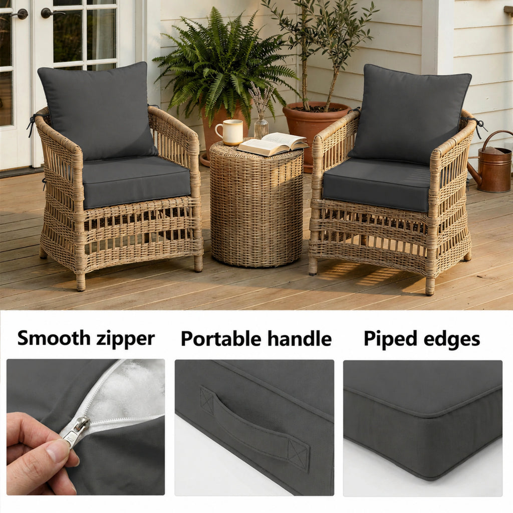 2 Pack Patio Cushion & Pillow Cover Set