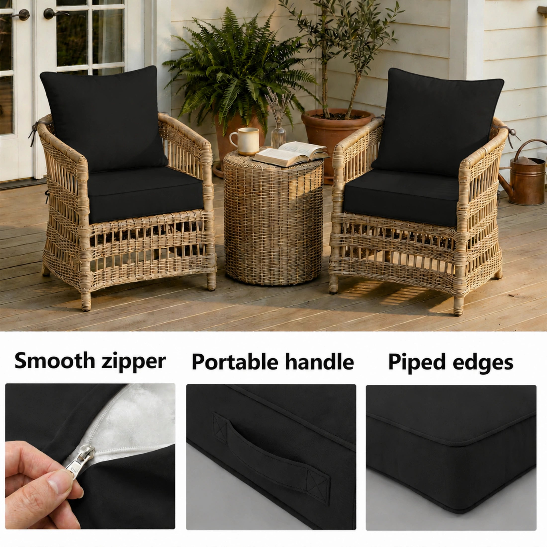 2 Pack Patio Cushion & Pillow Cover Set