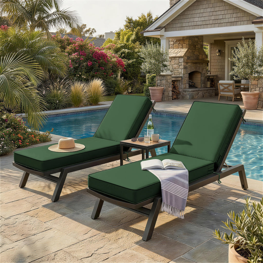 2 Pack Outdoor Chaise Lounge Cushions Olive Green