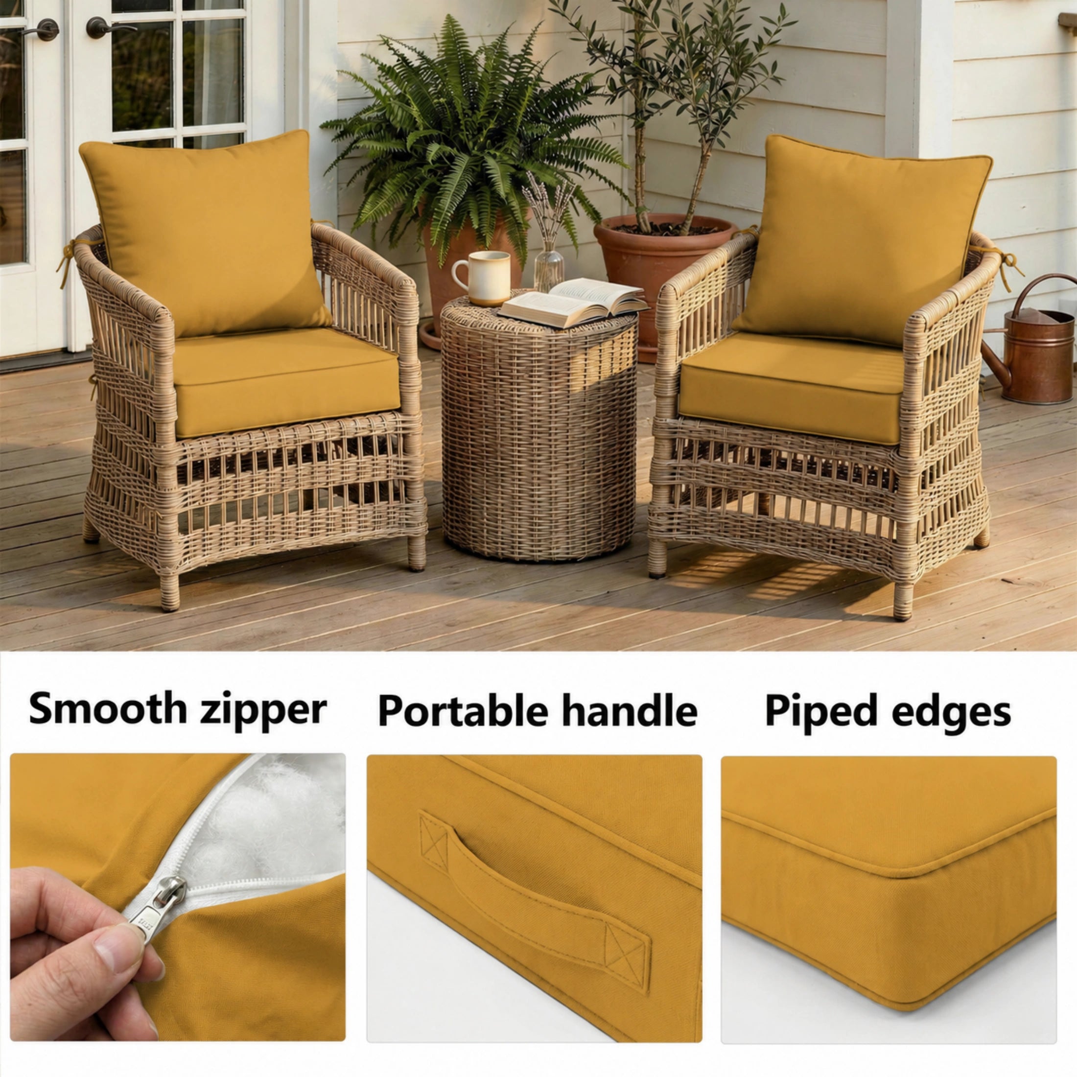 2 Pack Patio Cushion & Pillow Cover Set
