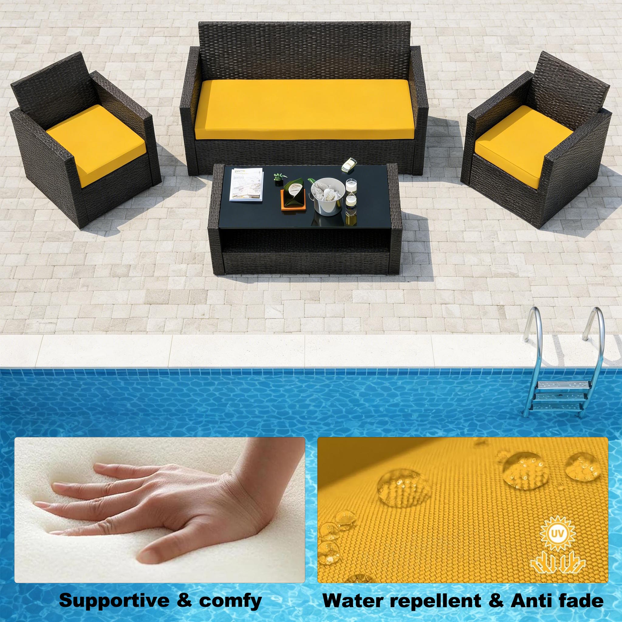 3PCS Patio Seat Cushion Set-