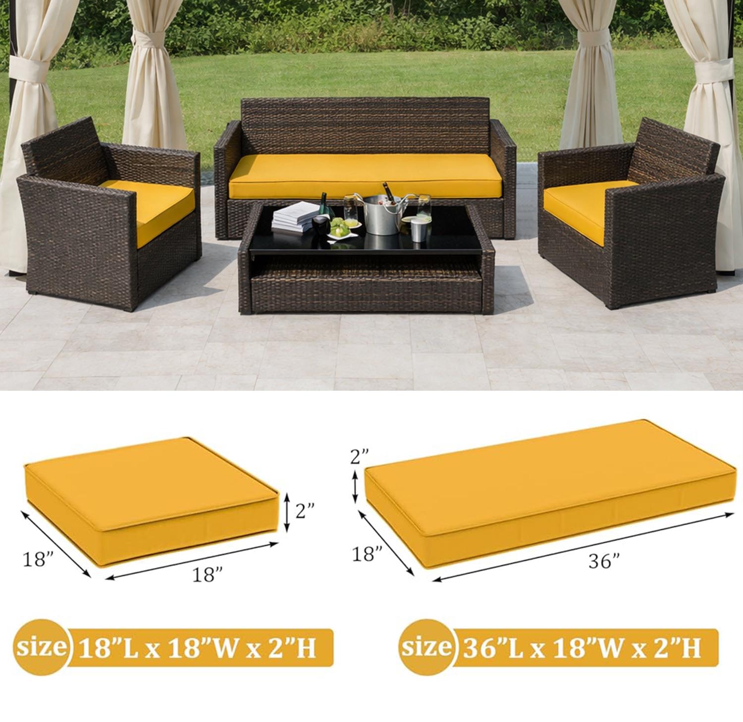 3PCS Patio Seat Cushion Set-