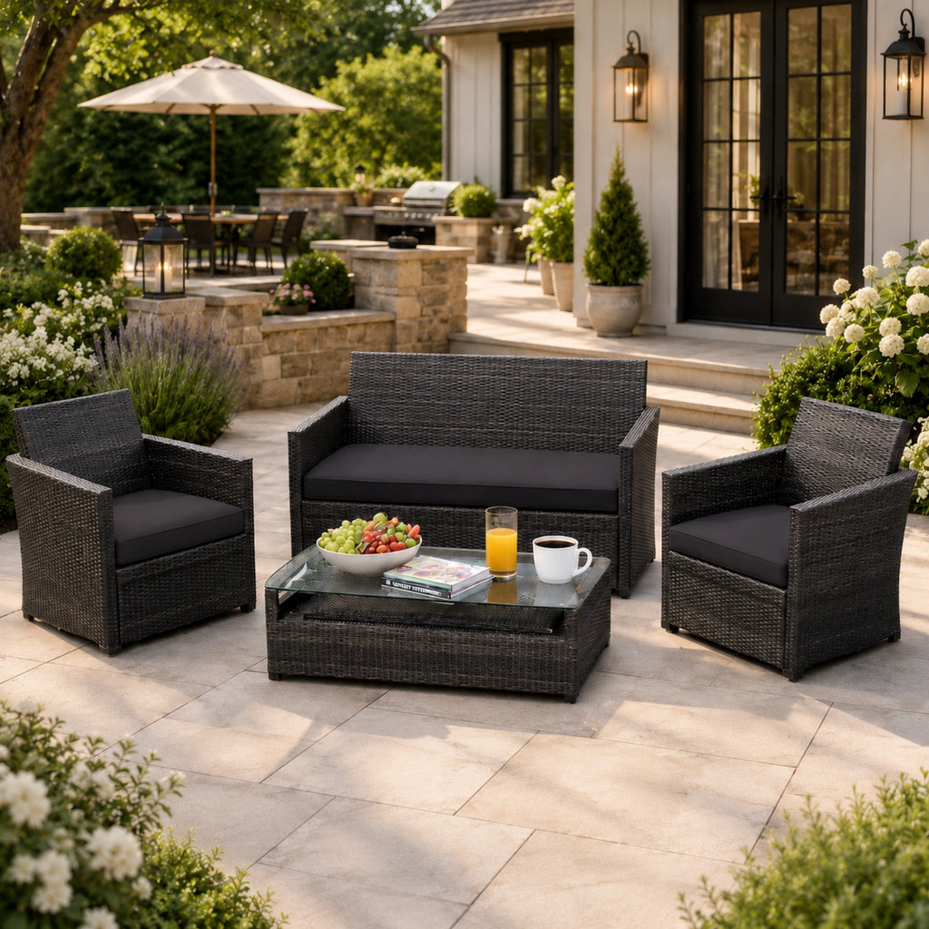3PCS Patio Seat Cushion Set-Charcoal-