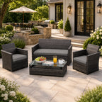 3PCS Patio Seat Cushion Set-Light Gray-